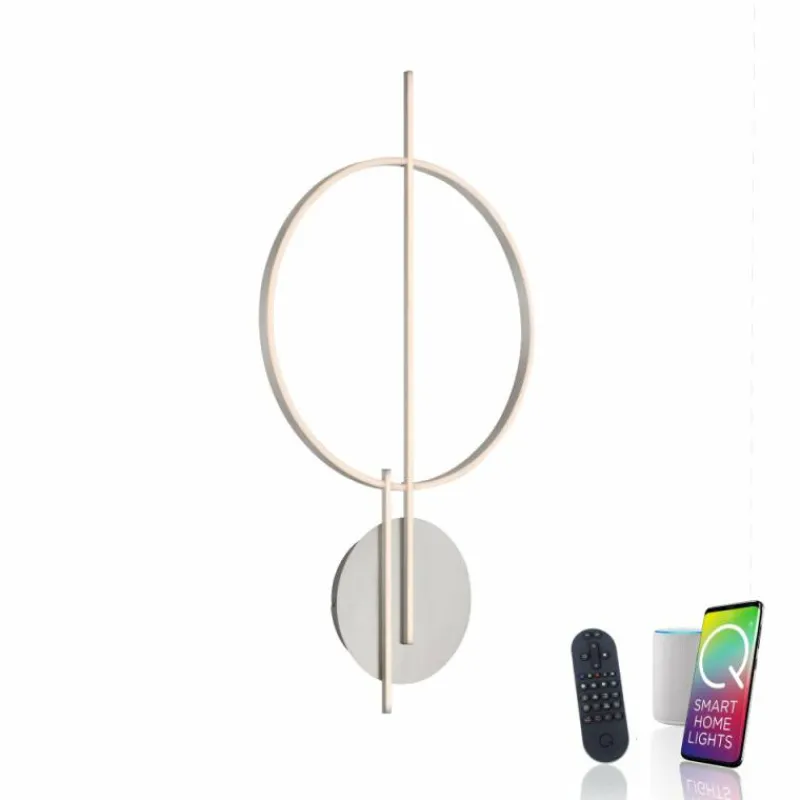 Paul Neuhaus Q-Serie Plafonnier Paul Neuhaus Q-ARKOA LED Acier brossé, 1 lumière, Télécommandes, Changeur de couleurs