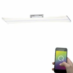 Paul Neuhaus Q-Serie Plafonnier Paul Neuhaus Q-Riller LED Chrome, 2 lumières, Télécommandes, Changeur de couleurs