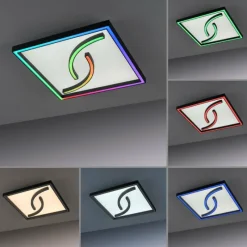 Luminaires Paul Neuhaus Plafonnier Paul Neuhaus SERPENT LED Noir, 1 lumière, Télécommandes, Changeur de couleurs* Éclairage Led