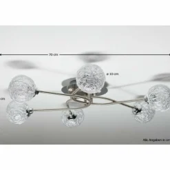 Luminaires Rustiques-Luminaires Paul Neuhaus Plafonnier Paul Neuhaus WOMBLE Acier inoxydable, 6 lumières