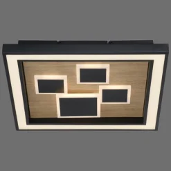 Lampes En Bois-Luminaires Paul Neuhaus Plafonnier Paul-Neuhaus ELIZA LED Écru, Noir, 1 lumière