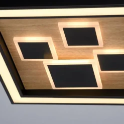 Lampes En Bois-Luminaires Paul Neuhaus Plafonnier Paul-Neuhaus ELIZA LED Écru, Noir, 1 lumière