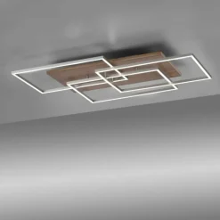 Lampes En Bois-Luminaires Paul Neuhaus Plafonnier Paul-Neuhaus PALMA LED Écru, Acier brossé, 1 lumière, Télécommandes