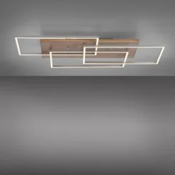 Lampes En Bois-Luminaires Paul Neuhaus Plafonnier Paul-Neuhaus PALMA LED Écru, Acier brossé, 1 lumière, Télécommandes