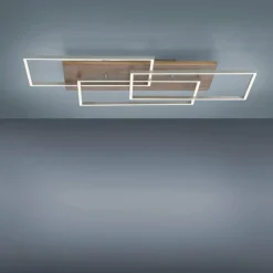 Lampes En Bois-Luminaires Paul Neuhaus Plafonnier Paul-Neuhaus PALMA LED Écru, Acier brossé, 1 lumière, Télécommandes