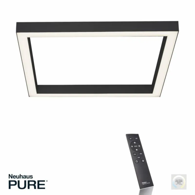 Luminaires Paul Neuhaus Plafonnier Paul-Neuhaus PURE-LINES LED Anthracite, 1 lumière, Télécommandes* Éclairage Led