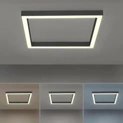Luminaires Paul Neuhaus Plafonnier Paul-Neuhaus PURE-LINES LED Anthracite, 1 lumière, Télécommandes* Éclairage Led