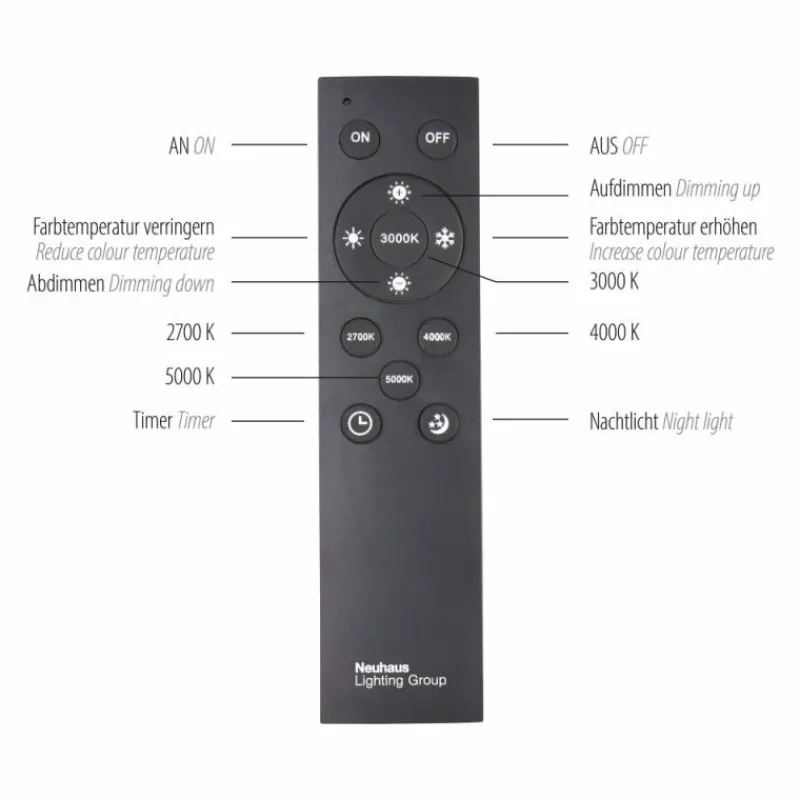 Luminaires Paul Neuhaus Plafonnier Paul-Neuhaus PURE-LINES LED Anthracite, 1 lumière, Télécommandes* Éclairage Led