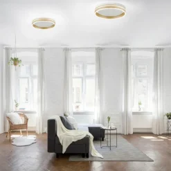 Paul Neuhaus Q-Serie Plafonnier Paul-Neuhaus Q-VITO LED Laiton, 1 lumière, Télécommandes