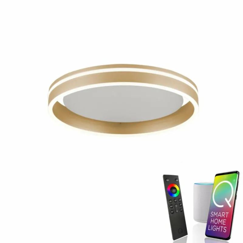 Paul Neuhaus Q-Serie Plafonnier Paul-Neuhaus Q-VITO LED Laiton, 1 lumière, Télécommandes