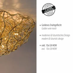 Lampes Dorées-Luminaires Paul Neuhaus Plafonnier Paul-Neuhaus SAREA Or, 10 lumières