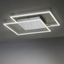 Luminaires Paul Neuhaus Plafonnier Paul-Neuhaus YUKI LED Acier brossé, 3 lumières, Télécommandes* Éclairage Led