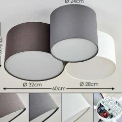 Lampes En Tissu-hofstein Plafonnier Payette Blanc, 3 lumières