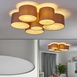 Lampes En Tissu-hofstein Plafonnier Payette Blanc, 6 lumières