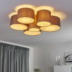 Lampes En Tissu-hofstein Plafonnier Payette Blanc, 6 lumières