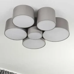 Lampes En Tissu-hofstein Plafonnier Payette Blanc, 6 lumières
