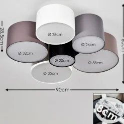Lampes En Tissu-hofstein Plafonnier Payette Brun, Gris, Noir, Blanc, 6 lumières