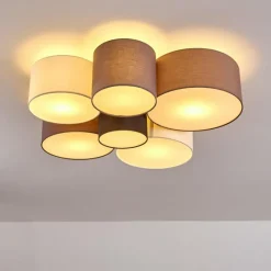 Lampes En Tissu-hofstein Plafonnier Payette Brun, Gris, Noir, Blanc, 6 lumières