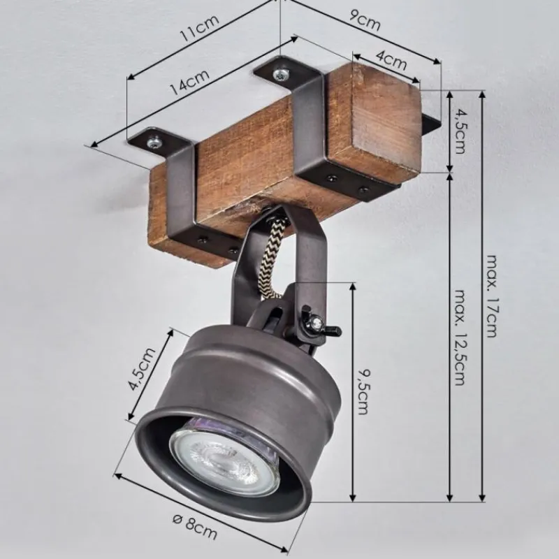 Lampes Industrielles-hofstein Plafonnier Pehefito Brun, Gris, Noir, 1 lumière