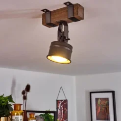 Lampes Industrielles-hofstein Plafonnier Pehefito Brun, Gris, Noir, 1 lumière