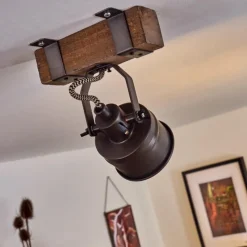 Lampes Industrielles-hofstein Plafonnier Pehefito Brun, Gris, Noir, 1 lumière