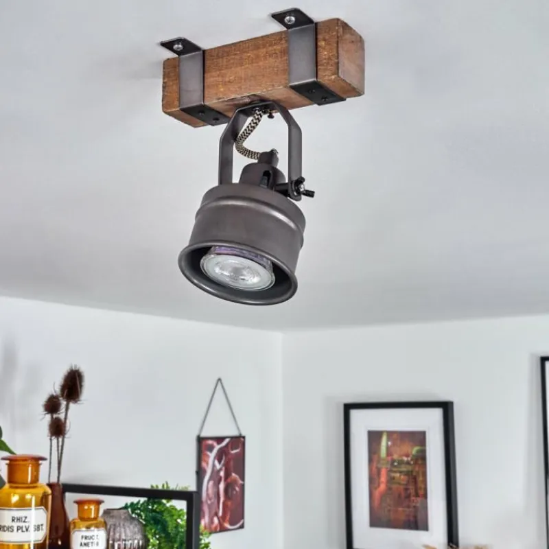 Lampes Industrielles-hofstein Plafonnier Pehefito Brun, Gris, Noir, 1 lumière