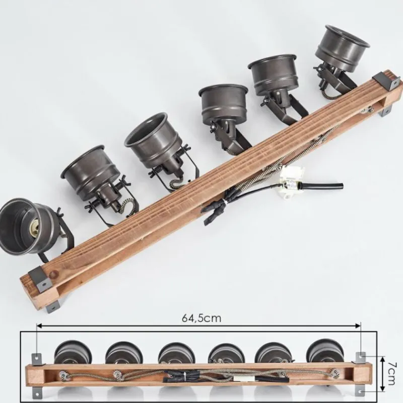 Lampes Industrielles-hofstein Plafonnier Pehefito Brun, Noir, 6 lumières