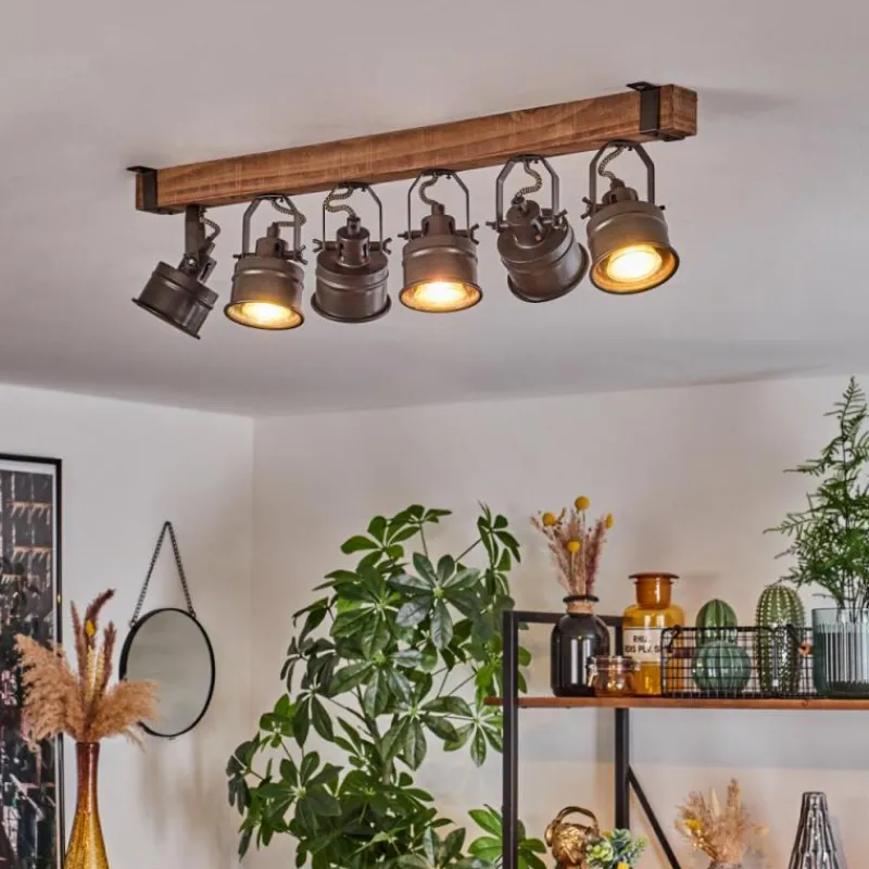 Lampes Industrielles-hofstein Plafonnier Pehefito Brun, Noir, 6 lumières