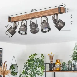 Luminaires Rustiques-hofstein Plafonnier Pehefito Brun, Noir, 5 lumières