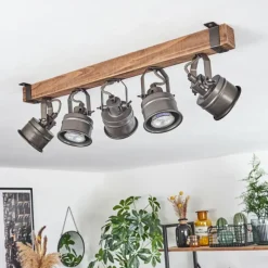 Luminaires Rustiques-hofstein Plafonnier Pehefito Brun, Noir, 5 lumières