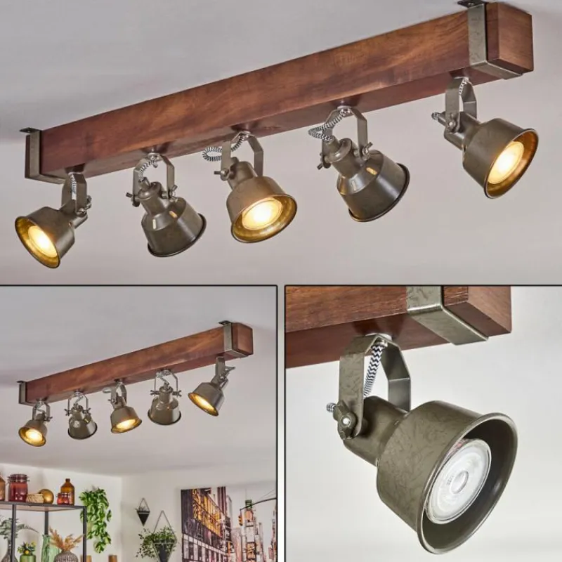 Lampes Industrielles-hofstein Plafonnier Pehefito Brun, Noir, 5 lumières