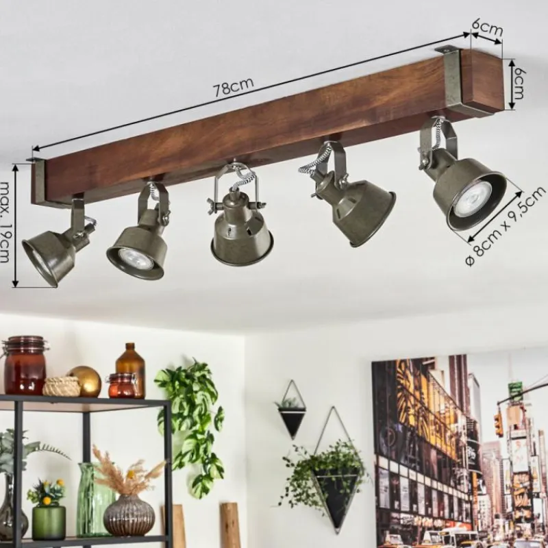 Lampes Industrielles-hofstein Plafonnier Pehefito Brun, Noir, 5 lumières