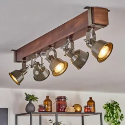 Lampes Industrielles-hofstein Plafonnier Pehefito Brun, Noir, 5 lumières