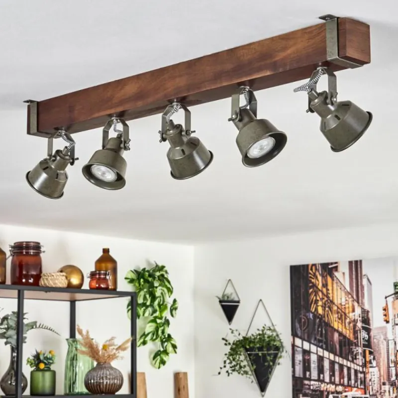 Lampes Industrielles-hofstein Plafonnier Pehefito Brun, Noir, 5 lumières