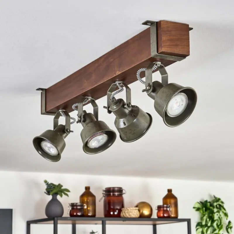 Lampes Industrielles-hofstein Plafonnier Pehefito Brun, Noir, 4 lumières