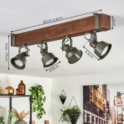 Lampes Industrielles-hofstein Plafonnier Pehefito Brun, Noir, 4 lumières