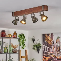 Lampes Industrielles-hofstein Plafonnier Pehefito Brun, Noir, 4 lumières