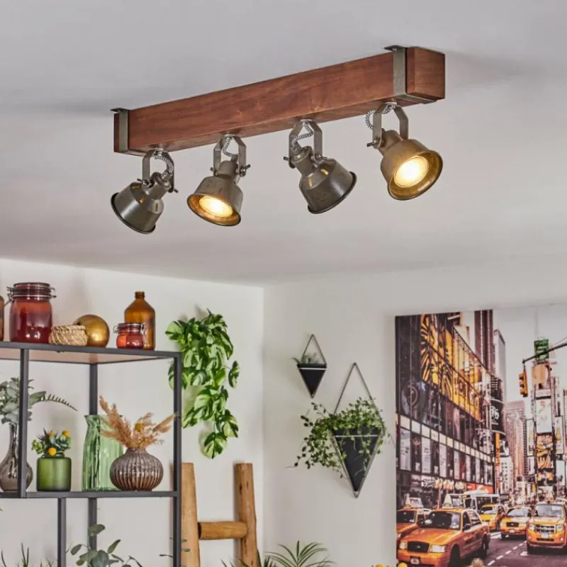 Lampes Industrielles-hofstein Plafonnier Pehefito Brun, Noir, 4 lumières