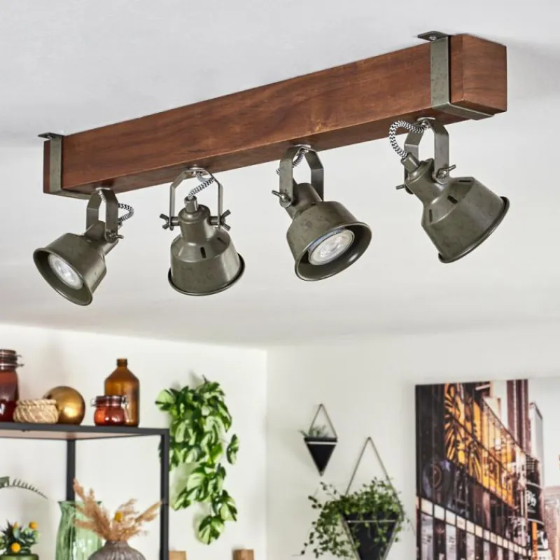 Lampes Industrielles-hofstein Plafonnier Pehefito Brun, Noir, 4 lumières