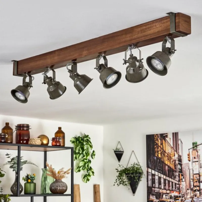 Lampes Industrielles-hofstein Plafonnier Pehefito Brun, Noir, 6 lumières