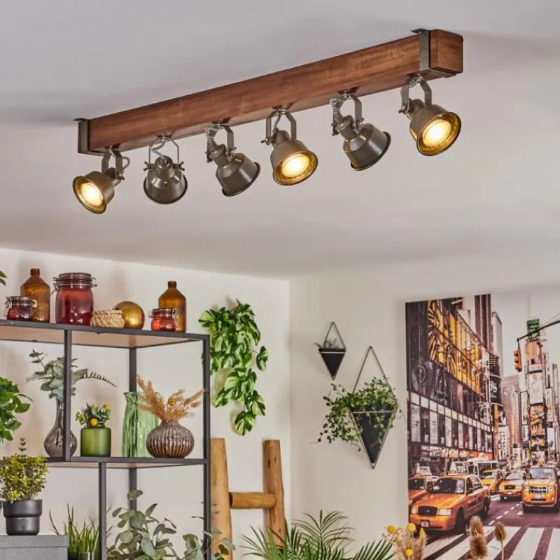 Lampes Industrielles-hofstein Plafonnier Pehefito Brun, Noir, 6 lumières