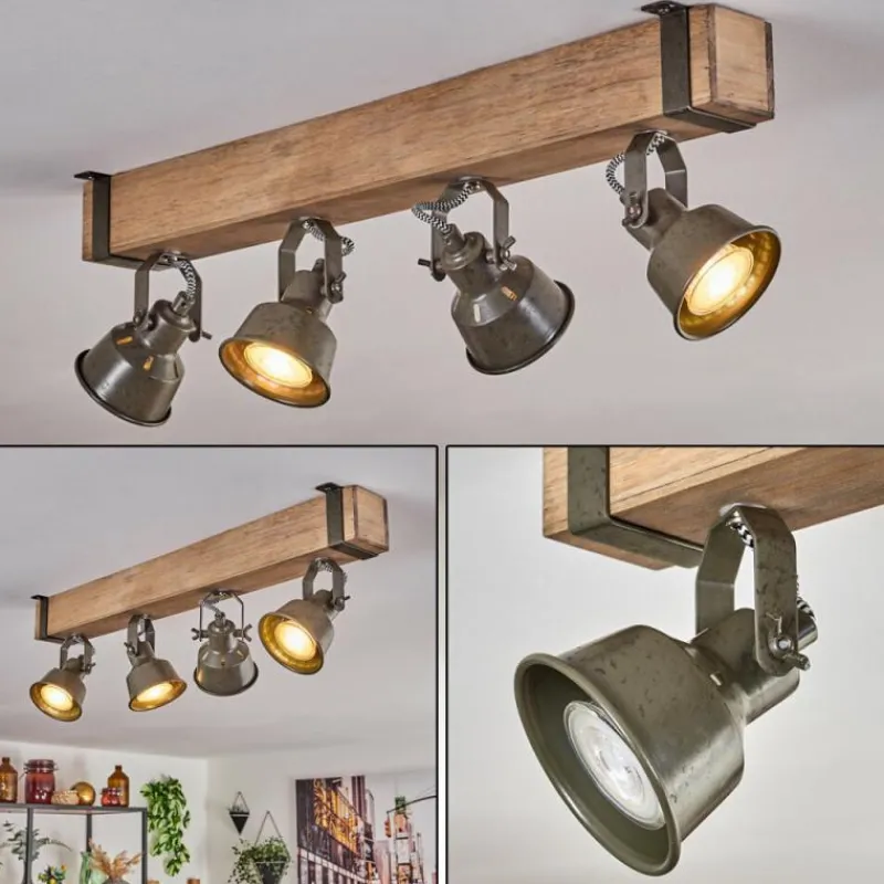 Lampes Industrielles-hofstein Plafonnier Pehefito Écru, Noir, 4 lumières