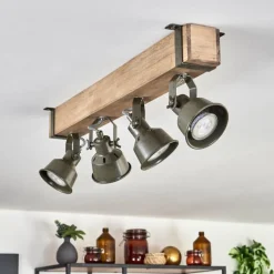 Lampes Industrielles-hofstein Plafonnier Pehefito Écru, Noir, 4 lumières