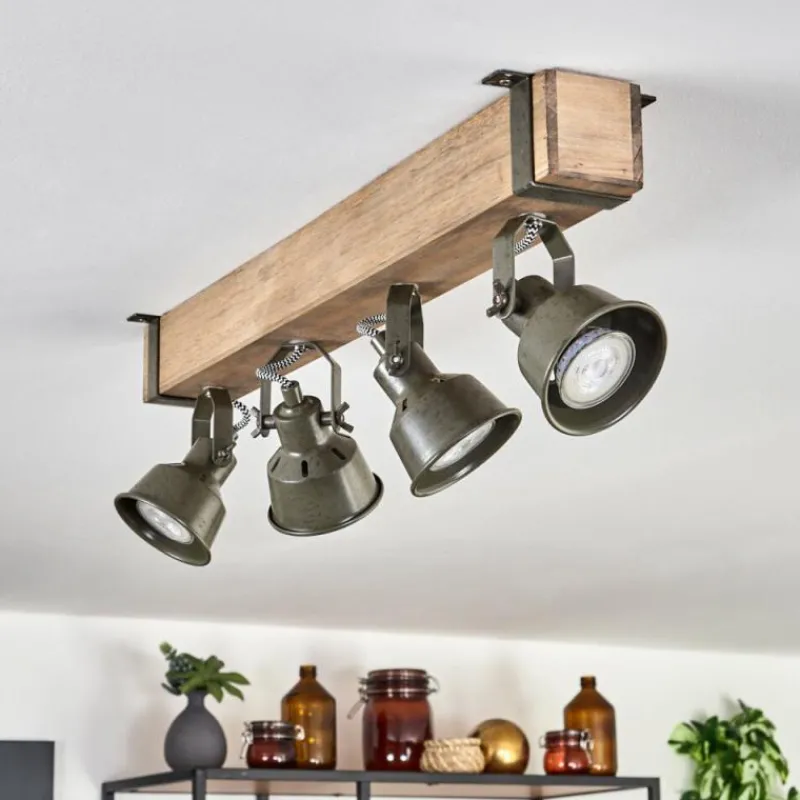 Lampes Industrielles-hofstein Plafonnier Pehefito Écru, Noir, 4 lumières