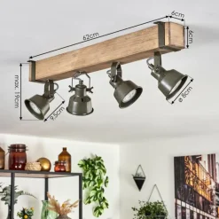 Lampes Industrielles-hofstein Plafonnier Pehefito Écru, Noir, 4 lumières