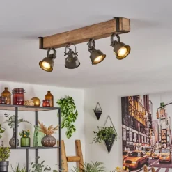 Lampes Industrielles-hofstein Plafonnier Pehefito Écru, Noir, 4 lumières