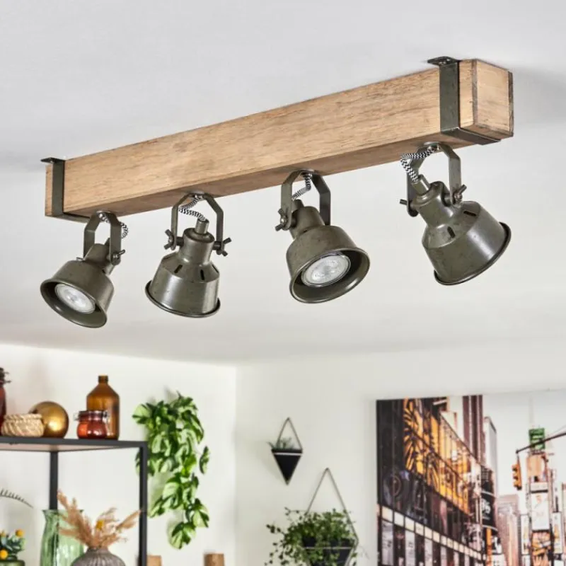 Lampes Industrielles-hofstein Plafonnier Pehefito Écru, Noir, 4 lumières