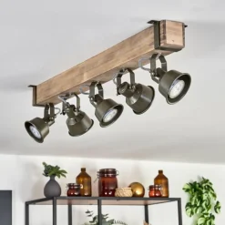 Lampes Industrielles-hofstein Plafonnier Pehefito Écru, Noir, 5 lumières