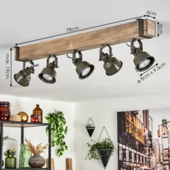 Lampes Industrielles-hofstein Plafonnier Pehefito Écru, Noir, 5 lumières