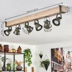 Lampes Industrielles-hofstein Plafonnier Pehefito Écru, Noir, 6 lumières